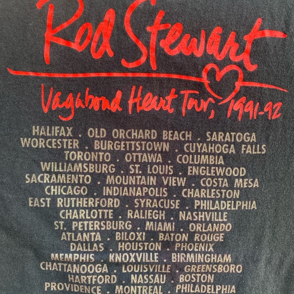 Vintage 90s Rod Stewart Band T-Shirt Vagabond Heart 1991-1992  Tour T-Shirt XL - Picture 5 of 7
